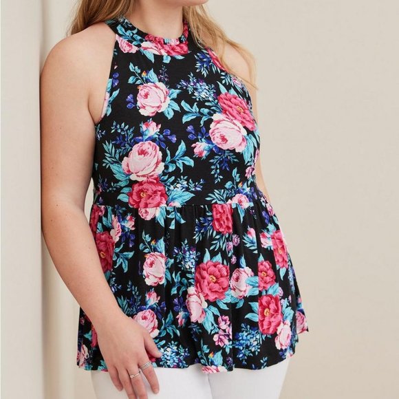 torrid Tops - NWT Torrid Babydoll Super Soft Slub Halter Neck Tank Size 00 (M/L)